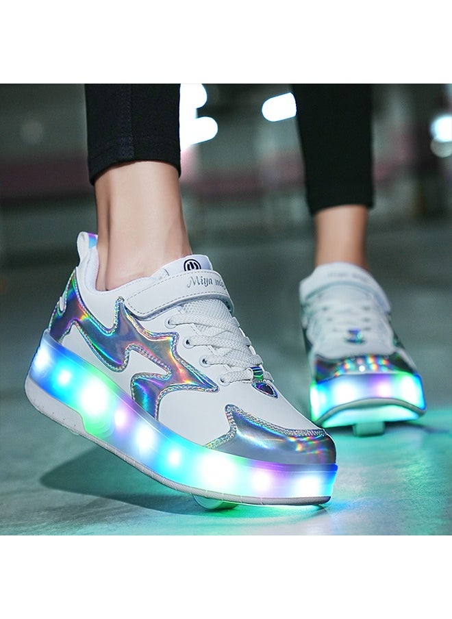 Beauenty LED Flash Light Sneaker Skate Shoes with Wheels USB Charging Roller Skates Shoes for Kids  - Image 5