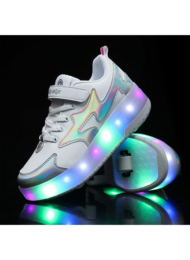 Beauenty LED Flash Light Sneaker Skate Shoes with Wheels USB Charging Roller Skates Shoes for Kids  - Image 2