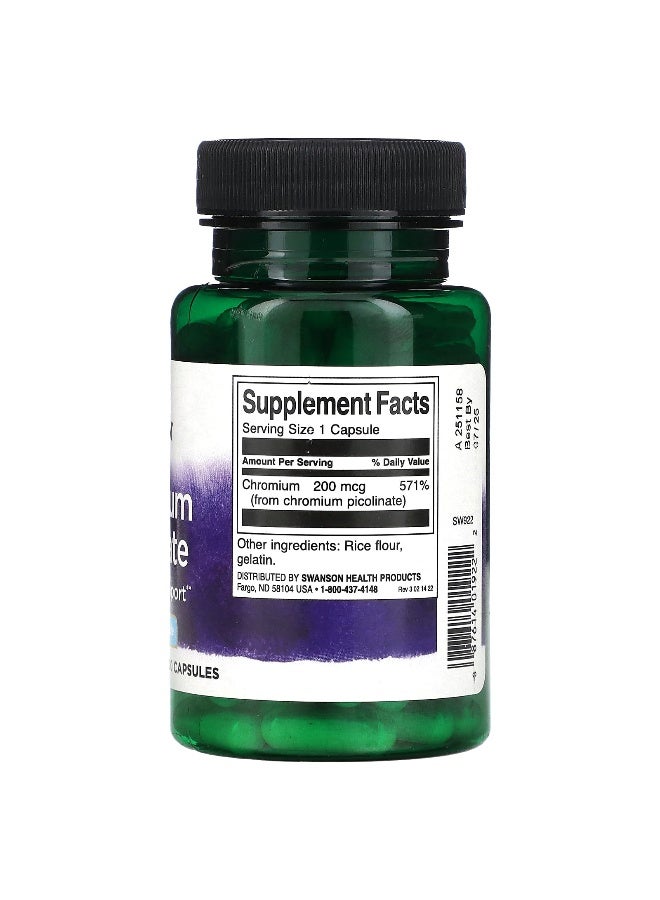 SWANSON سوانسون، بيكولينات الكروم، 200 ميكروغرام، 100 كبسولة - Image 2