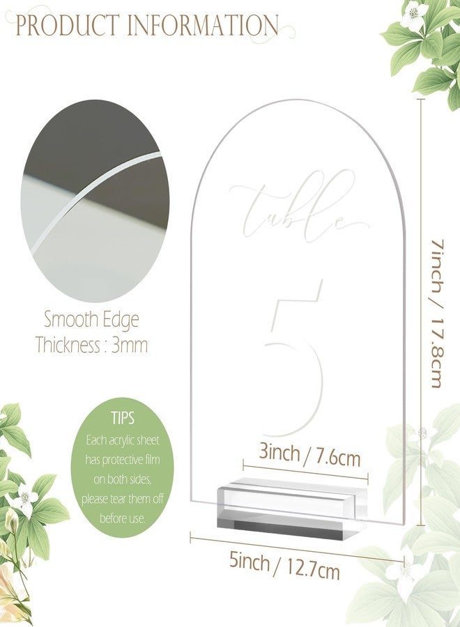 JINMURY Clear Arch Table Numbers for Wedding, 5x7 Inch Arched Acrylic Table Numbers 1-10 with Stands, Clear Acrylic Arch Sign with Holder for Centerpiece, Reception, Wedding, Party, Event - Image 2