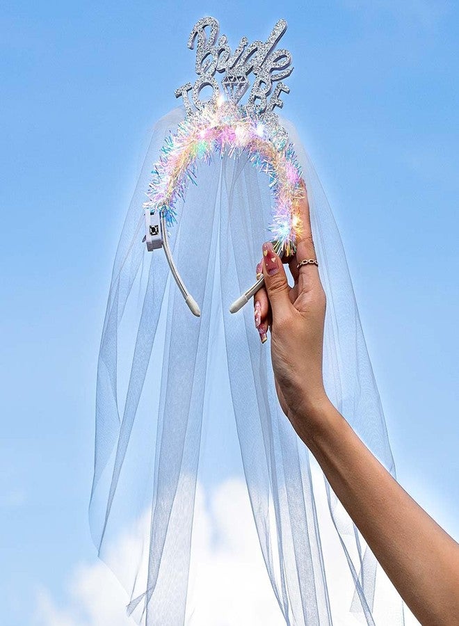 JEAIRTS Light Up Bride Headband with Veil Glow Bachelorette Headpiece for Women - Image 4