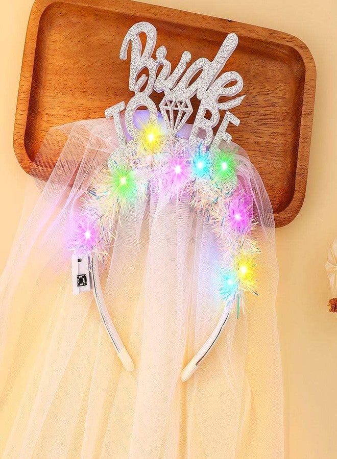 JEAIRTS Light Up Bride Headband with Veil Glow Bachelorette Headpiece for Women - Image 2