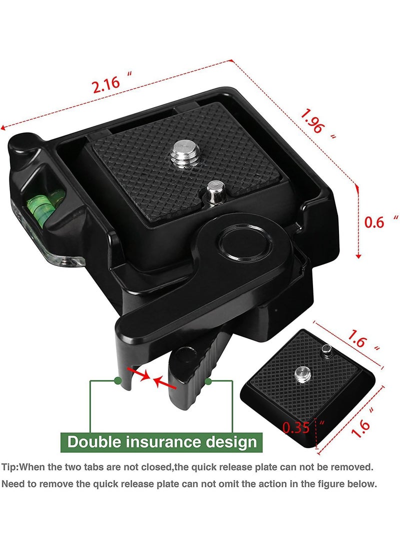 Konsait Konsait Camera Camcorder Tripod Monopod Ball Head QR40 Quick Release Plate Clamp Adapter with Plate Double Insurance Button for DSLR Camera Tripod Ball Head  - Image 2