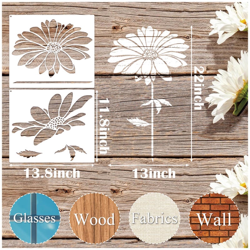 MYJMN Large Flower Stencils for Painting on Walls â€“ 12x14 Inch Jumbo Reusable Blooming Wildflower DIY Art Stencils for Fence, Wood, Fabric, Garden, Walls, Furniture, Crafts, Canvas(daisy6) - Image 5