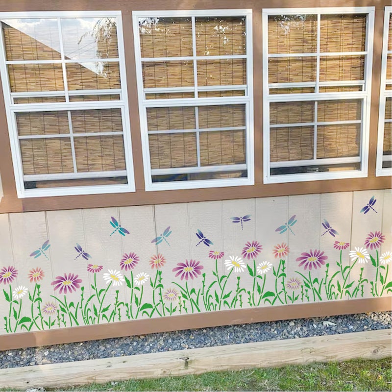 MYJMN Large Flower Stencils for Painting on Walls â€“ 12x14 Inch Jumbo Reusable Blooming Wildflower DIY Art Stencils for Fence, Wood, Fabric, Garden, Walls, Furniture, Crafts, Canvas(daisy6) - Image 2