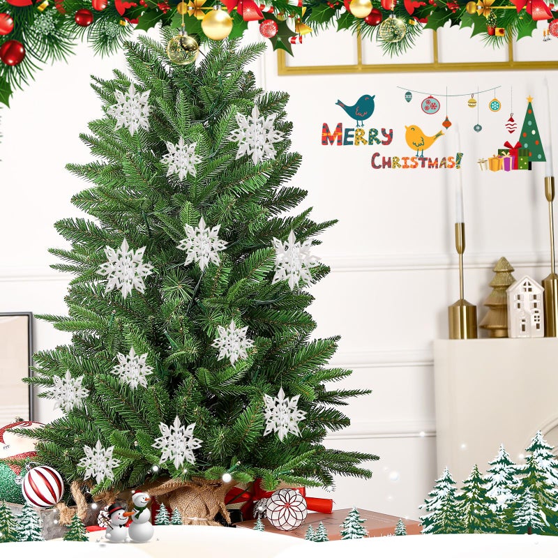 Crafare 18 Pieces Paper Winter Christmas Hanging Snowflake Decorations 3D Large White Snowflakes with String 6 inch  8 inch10 inch for Christmas New Year's Party Frozen-Themed Birthday Celebration - Image 5