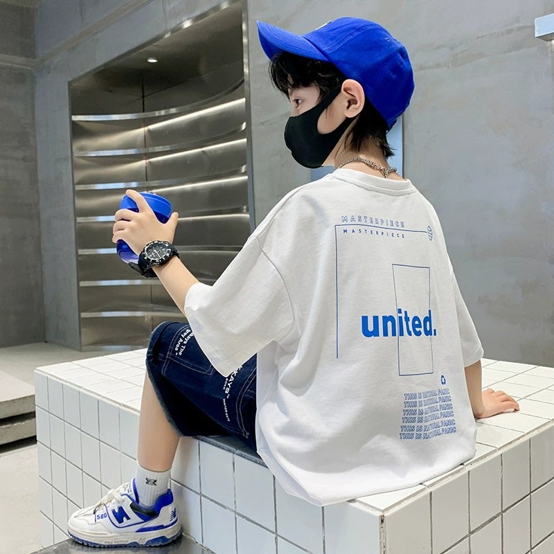 Boys Short-Sleeved T-Shirt Children'S Summer Fashion 2025 Arrival Boys Pure Cotton Fashionable Half-Sleeved Mid-Big Kids Trendy T-Shirt - Image 2