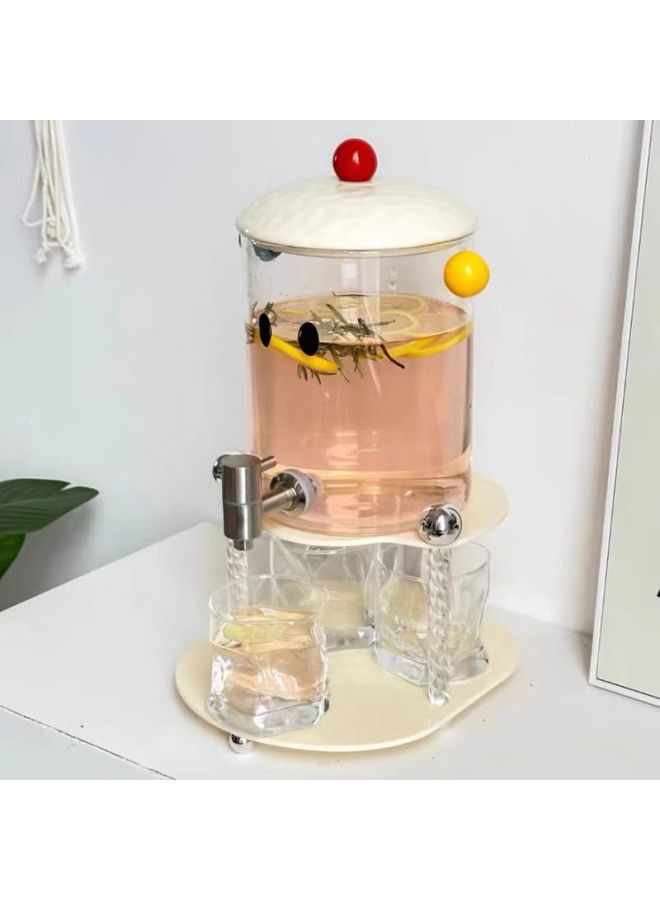 Light Luxury Glass Cold Water Kettle With Tap Large Capacity Water Set Household Cold Water Kettle Fruit Juice Drink Beer Barrel-Color:[3.6L] Ya Black Frame Milk Green Cover Glass Bucket 4 Niuniu Cup - Image 4