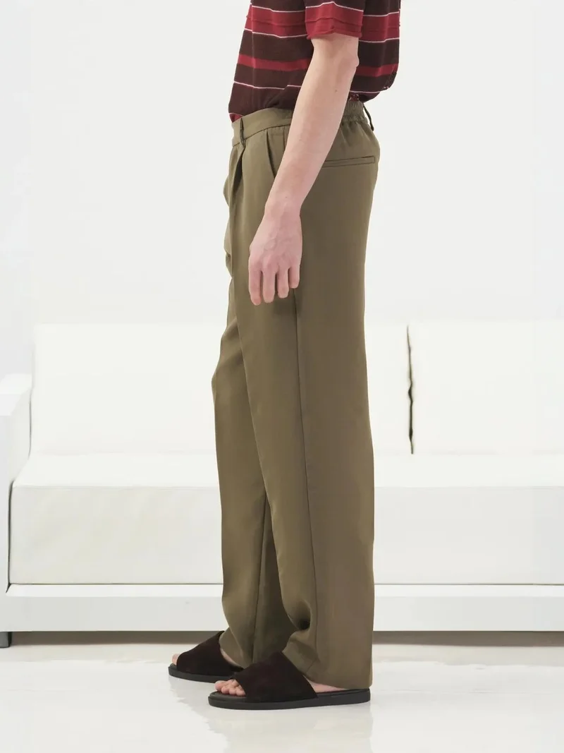 جيستو GIESTO High Waist Pleated Straight Leg Trousers