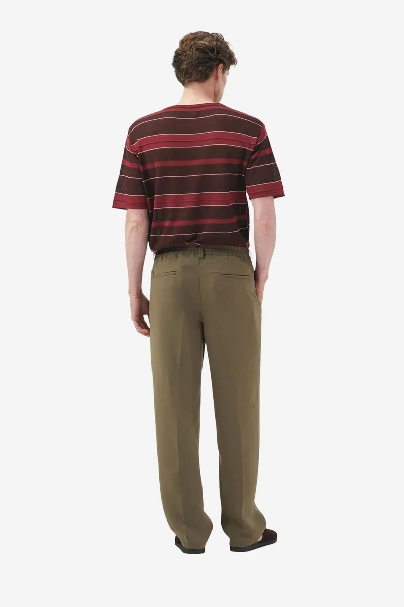 Giesto Khaki Green GIESTO High Waist Pleated Straight Leg Trousers for Men | Best Price UAE