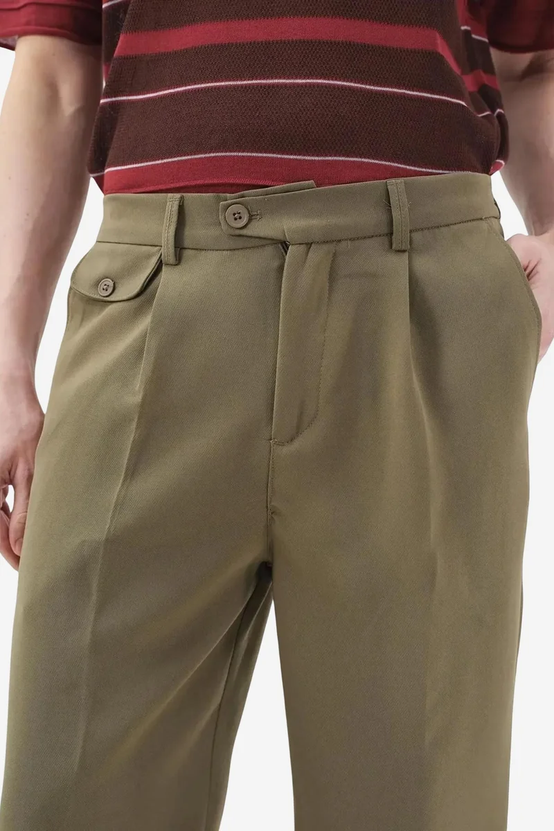 Giesto GIESTO High Waist Pleated Straight Leg Trousers