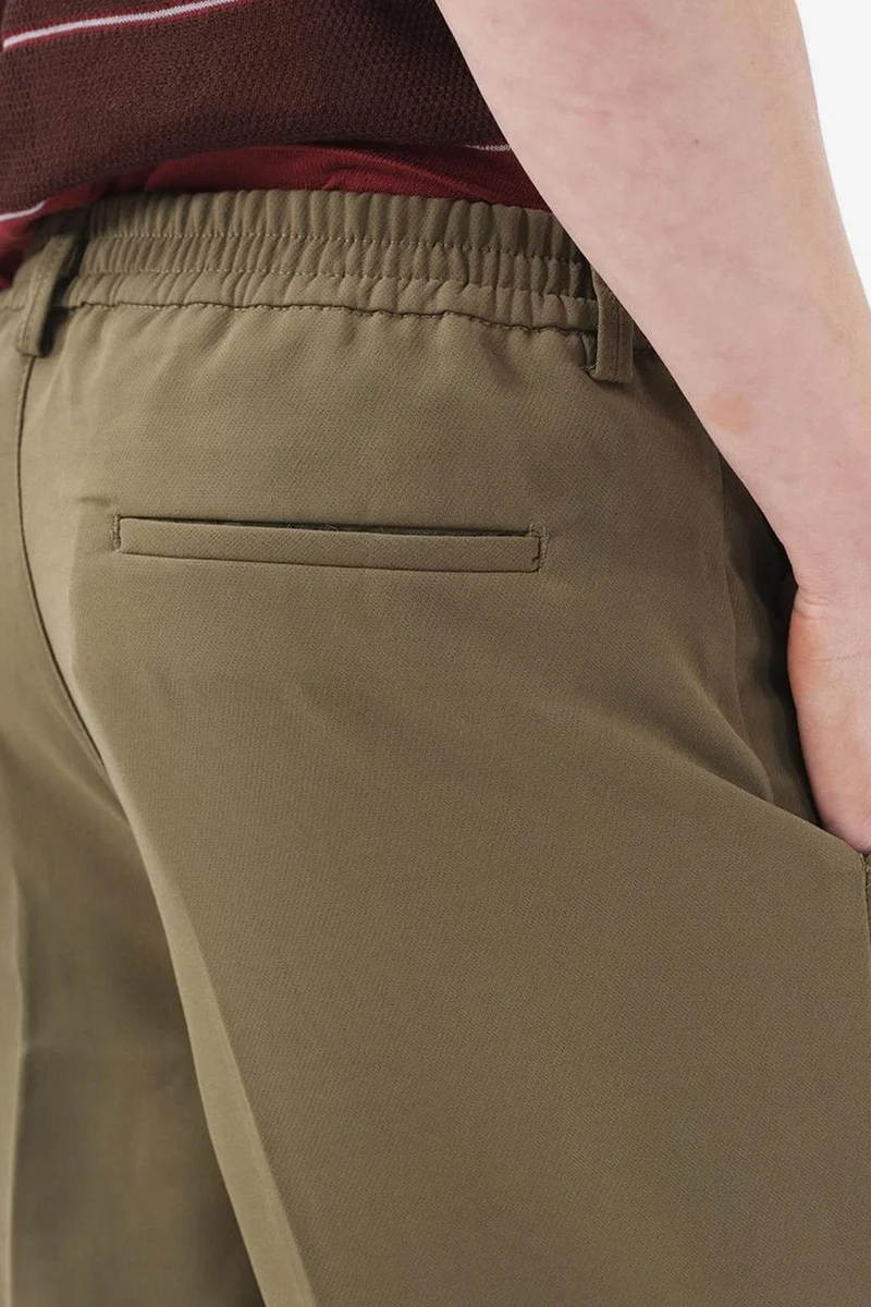 Giesto Khaki Green GIESTO High Waist Pleated Straight Leg Trousers for Men | Best Price UAE
