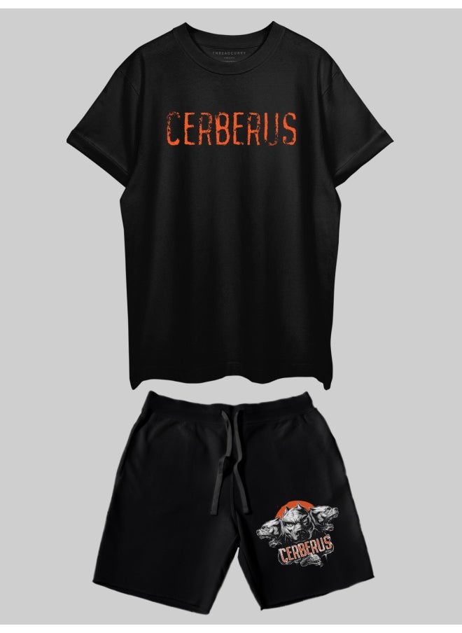 THREADCURRY THREADCURRY Cerberus Printed Co-ord Set for Men - Half Sleeve Oversized T-Shirt and Shorts  - Image 3