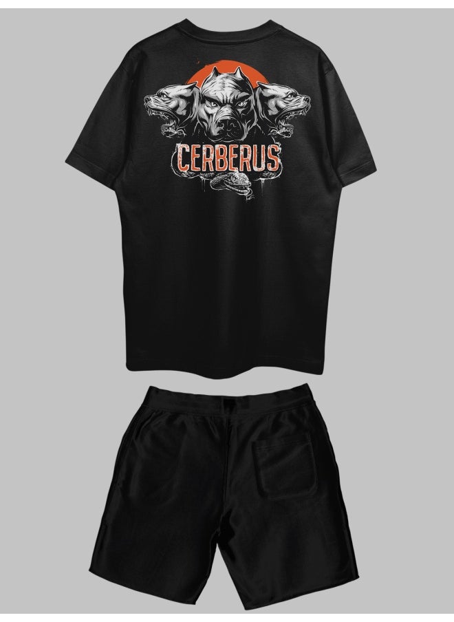 THREADCURRY THREADCURRY Cerberus Printed Co-ord Set for Men - Half Sleeve Oversized T-Shirt and Shorts  - Image 2