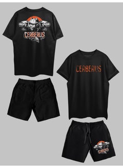 THREADCURRY THREADCURRY Cerberus Printed Co-ord Set for Men - Half Sleeve Oversized T-Shirt and Shorts  - Image 1