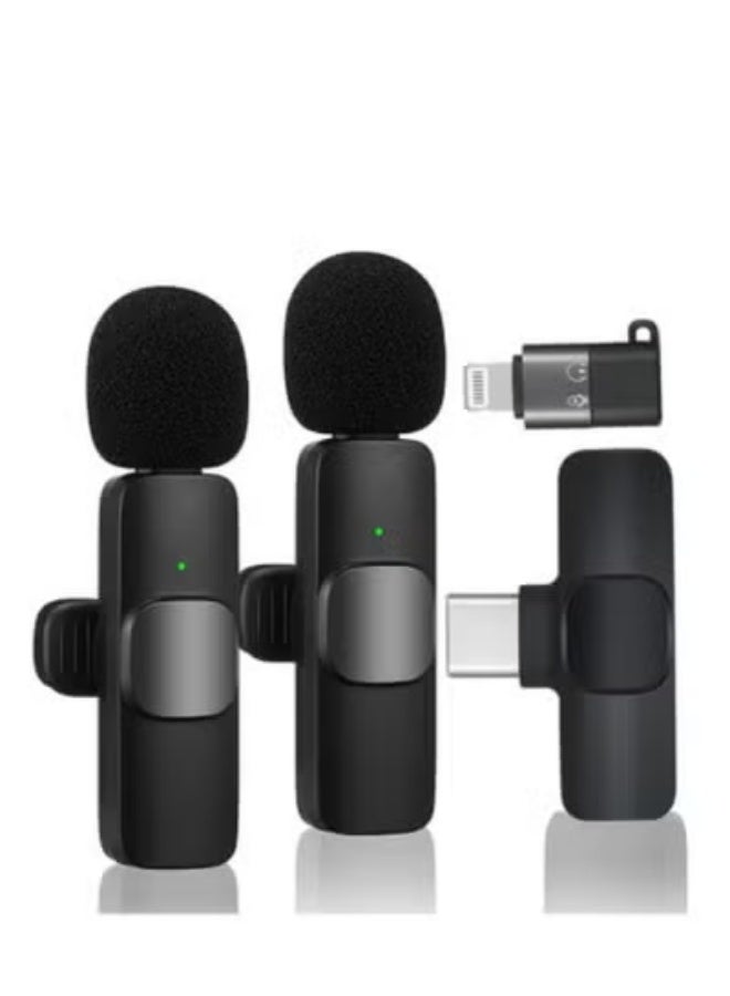 K9 Compact wireless phone microphone with multi-connectivity receiver and noise-reducing foam cover; suitable for recording, video, and live streaming – Black. - Image 1