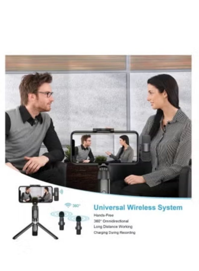 K9 Compact wireless phone microphone with multi-connectivity receiver and noise-reducing foam cover; suitable for recording, video, and live streaming – Black. - Image 5