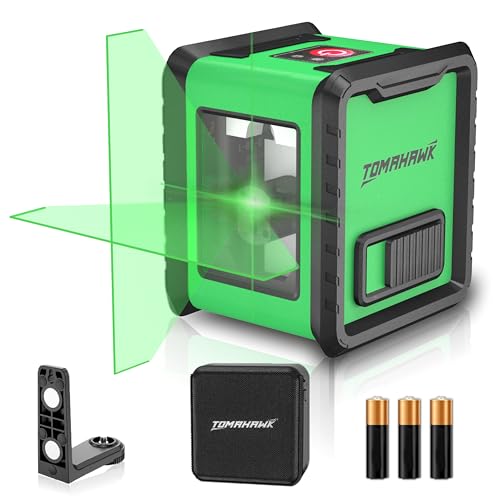 TOMAHAWK® Compact 2 Green Line Laser Level - 98ft Green Cross Self-Levelling Laser Line for Construction with Vertical/Horizontal Base, Adjustable Brightness - Image 1