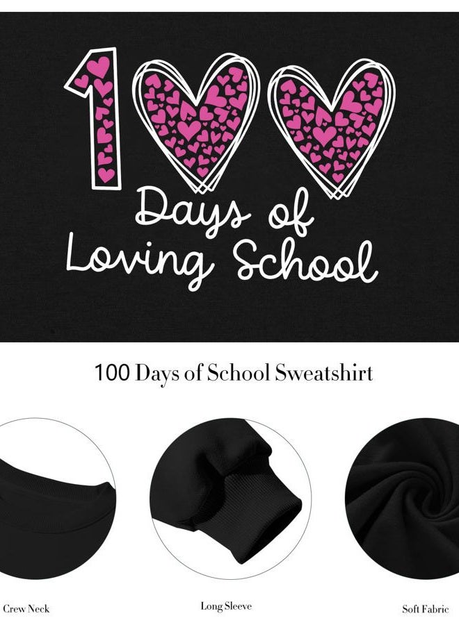 PICKID 100 Days of School Sweatshirt 100th Day of School Shirt Long Sleeve Teacher Tops Funny School Celebration Gifts A-black - Image 5
