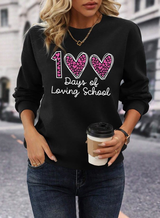 PICKID 100 Days of School Sweatshirt 100th Day of School Shirt Long Sleeve Teacher Tops Funny School Celebration Gifts A-black - Image 2