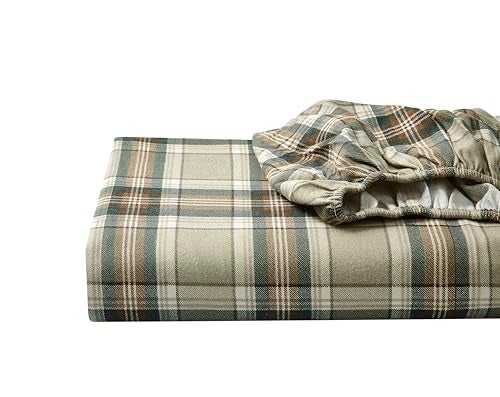 Eddie Bauer - Queen Sheets, Cotton Flannel Bedding Set, Brushed For Extra Softness, Cozy Home Decor (Edgewood Plaid, Queen) - Image 1