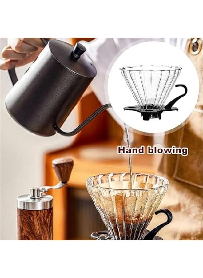 HOOKOR - Pour Over Coffee Maker V60 Size 02，1-4 Cups，Reusable Cone Glass Coffee Dripper With Handle, Slow Brewing Coffee Pour Over for Cafe, Travel, Home&Offices - Image 1