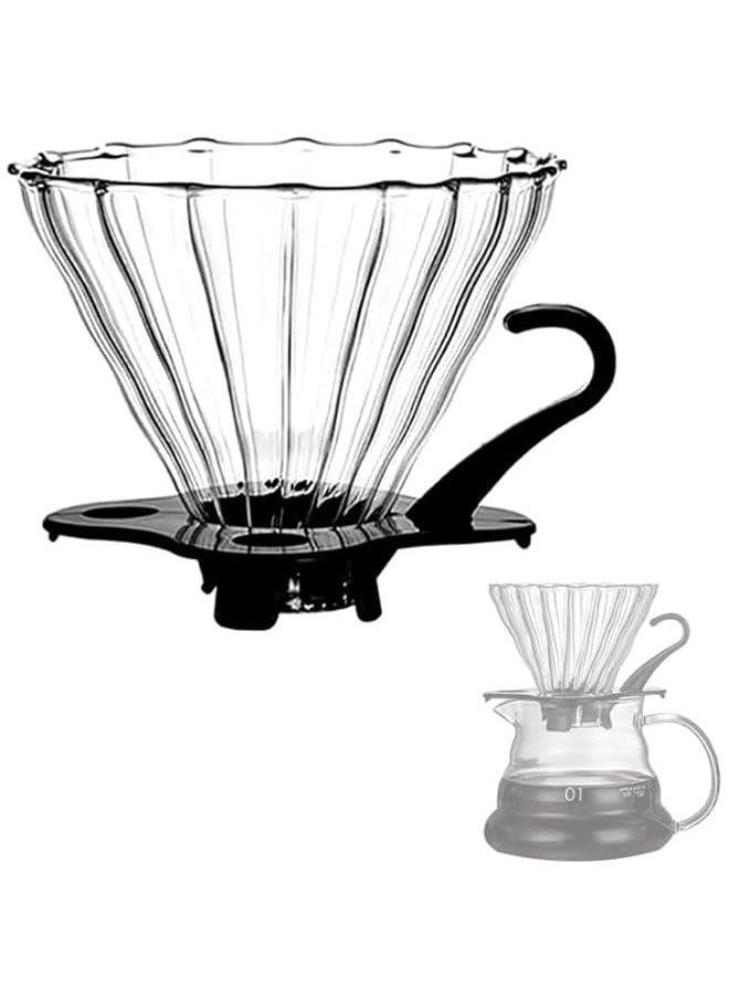 HOOKOR - Pour Over Coffee Maker V60 Size 02，1-4 Cups，Reusable Cone Glass Coffee Dripper With Handle, Slow Brewing Coffee Pour Over for Cafe, Travel, Home&Offices - Image 1
