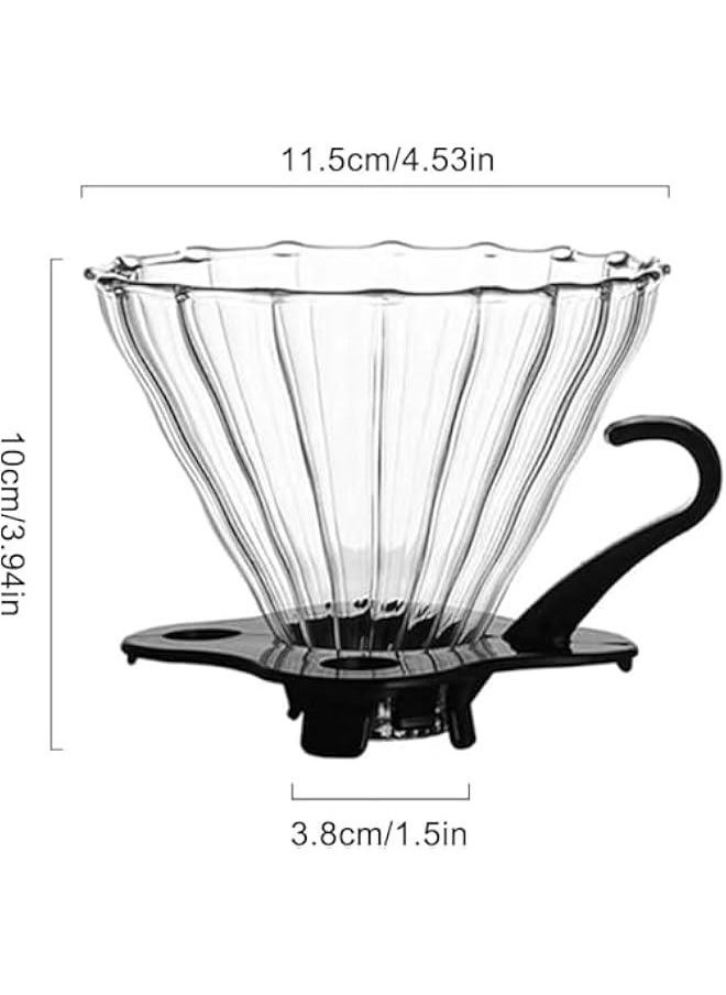 HOOKOR - Pour Over Coffee Maker V60 Size 02，1-4 Cups，Reusable Cone Glass Coffee Dripper With Handle, Slow Brewing Coffee Pour Over for Cafe, Travel, Home&Offices - Image 1