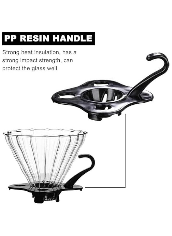 HOOKOR - Pour Over Coffee Maker V60 Size 02，1-4 Cups，Reusable Cone Glass Coffee Dripper With Handle, Slow Brewing Coffee Pour Over for Cafe, Travel, Home&Offices - Image 1