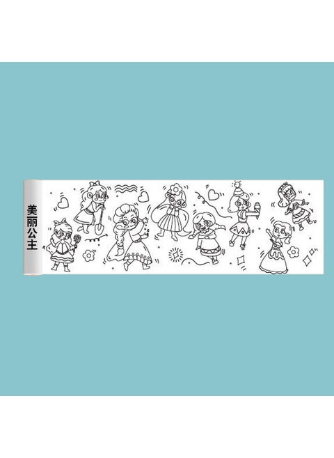 Kids Doodle Roll-up Coloring Art Paper Canvas Beautiful Princess "900mm * 300mm]