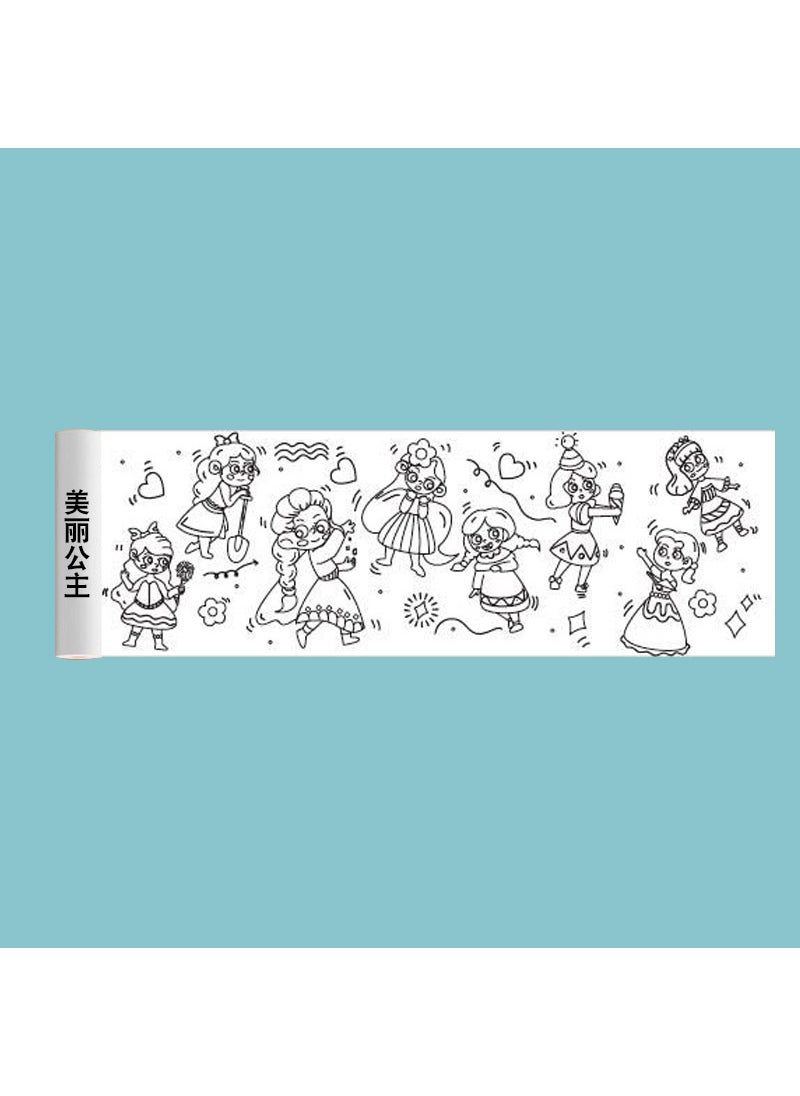 null - Kids Doodle Roll-up Coloring Art Paper Canvas Beautiful Princess "900mm * 300mm] - Image 1
