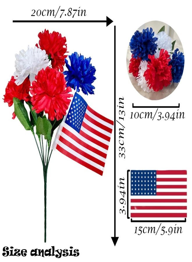Mimeile Artificial Memorial Flowers Patriotic Bouquet Red White and Blue Lilac with American Flag for 4th of July Independence Day Memorial Day Party Supplies Home Table Decor - Image 2
