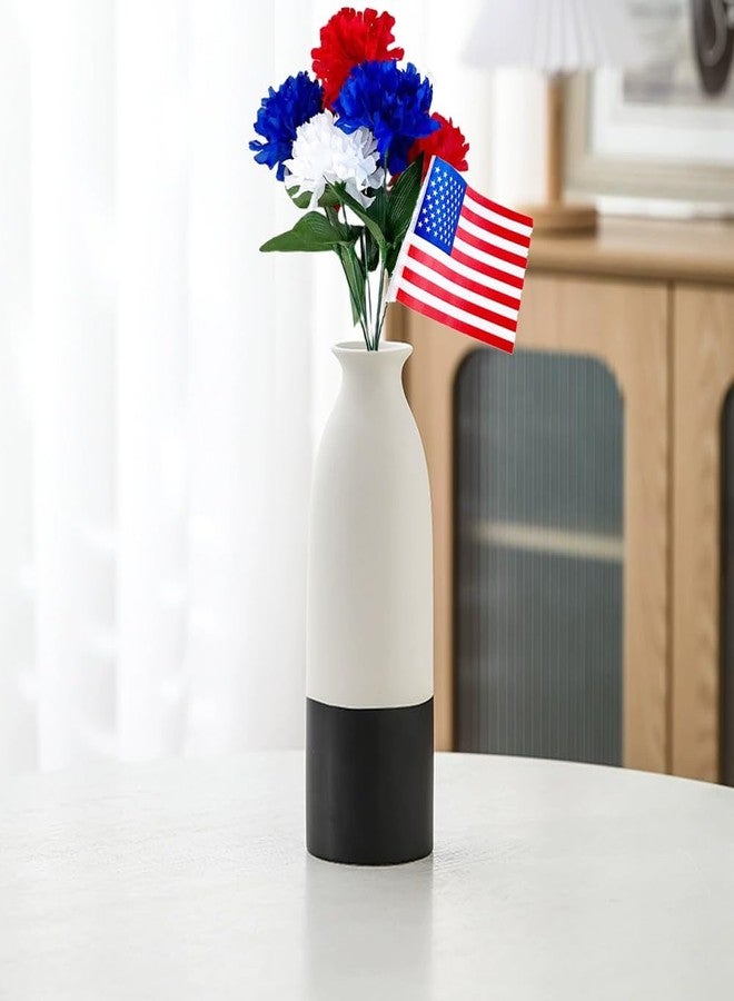 Mimeile Artificial Memorial Flowers Patriotic Bouquet Red White and Blue Lilac with American Flag for 4th of July Independence Day Memorial Day Party Supplies Home Table Decor - Image 3