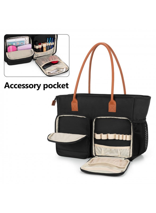 CURMIO Teacher Tote Bag for Women, Large Work Bag for Teachers, Laptop Messenger Bag for School, Black (Bag Only) - Image 2