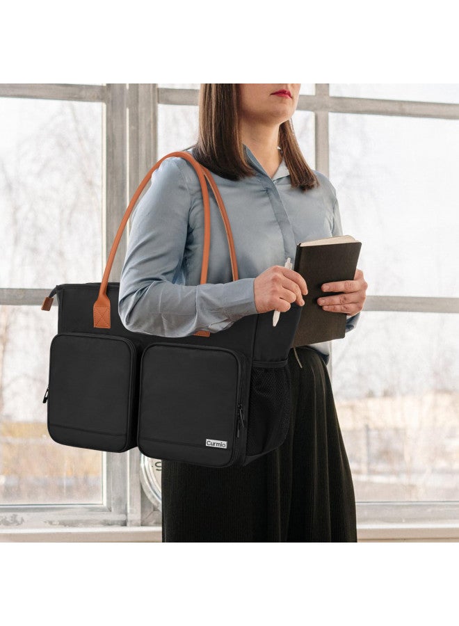 CURMIO Teacher Tote Bag for Women, Large Work Bag for Teachers, Laptop Messenger Bag for School, Black (Bag Only) - Image 4