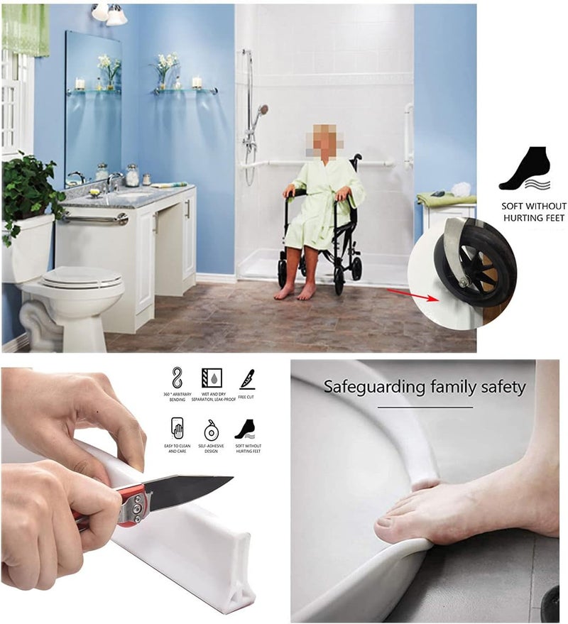 Ynotus 3.5" High Collapsible Shower Threshold Water Dam 59"Shower Water Splash Guard Shower Threshold Barrier Water Stopper To Keep Water In Shower Dry And Wet Bathroom - Image 5