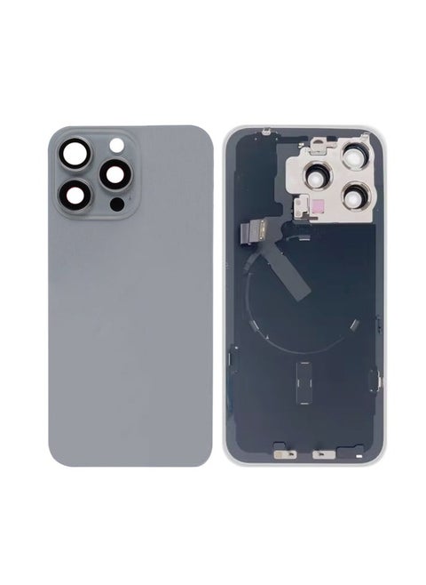 Back Glass Cover For iPhone 15 Pro Max  Plus Rear Case Door Housing with Wireless Flex Cable Metal Plate Replacement