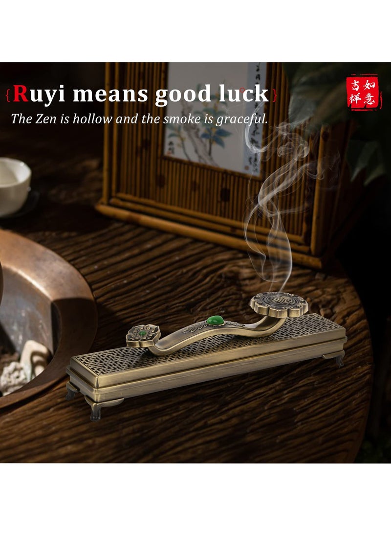 Jade Ruyi Incense Burner - Aluminum Alloy Ruyi Incense Burner with Hollow Design, for Home Decoration, Indoor Decoration, Meditation, Tea - The Ancient Bronze - Image 3