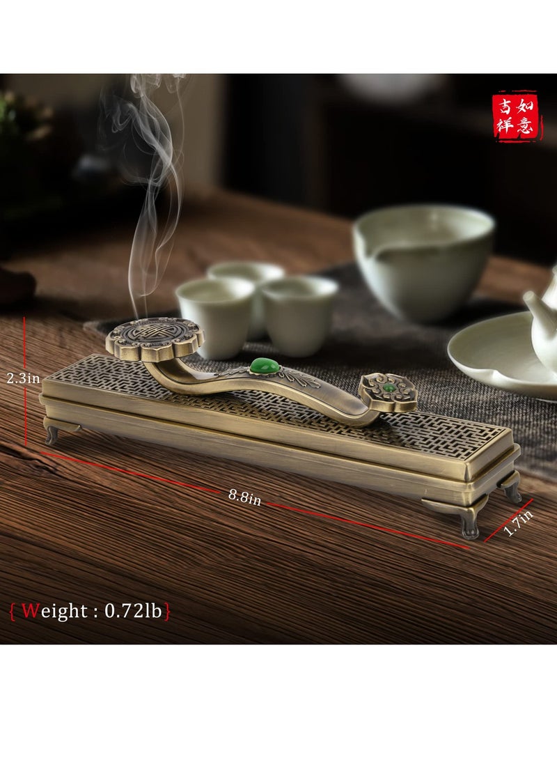 Jade Ruyi Incense Burner - Aluminum Alloy Ruyi Incense Burner with Hollow Design, for Home Decoration, Indoor Decoration, Meditation, Tea - The Ancient Bronze - Image 4