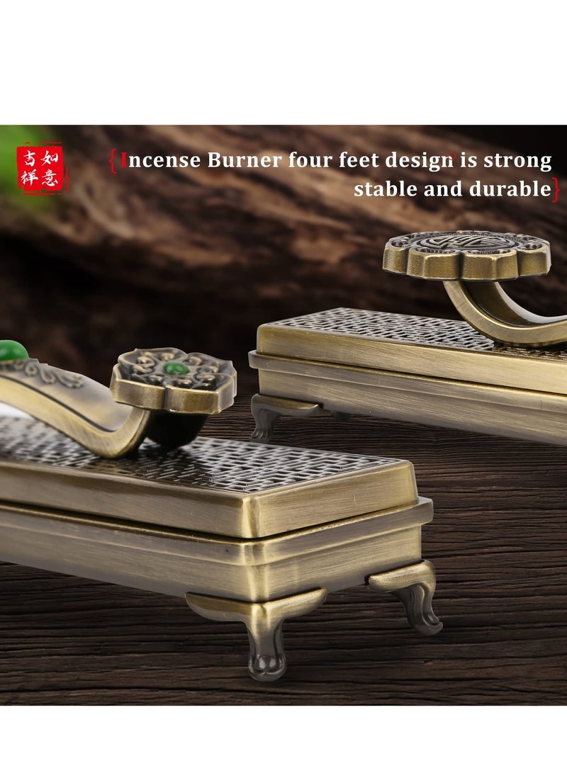 Jade Ruyi Incense Burner - Aluminum Alloy Ruyi Incense Burner with Hollow Design, for Home Decoration, Indoor Decoration, Meditation, Tea - The Ancient Bronze - Image 5