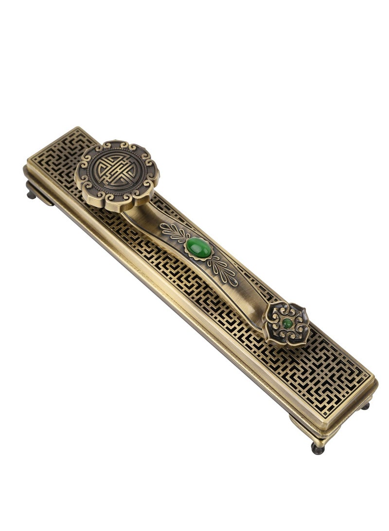 Jade Ruyi Incense Burner - Aluminum Alloy Ruyi Incense Burner with Hollow Design, for Home Decoration, Indoor Decoration, Meditation, Tea - The Ancient Bronze - Image 1