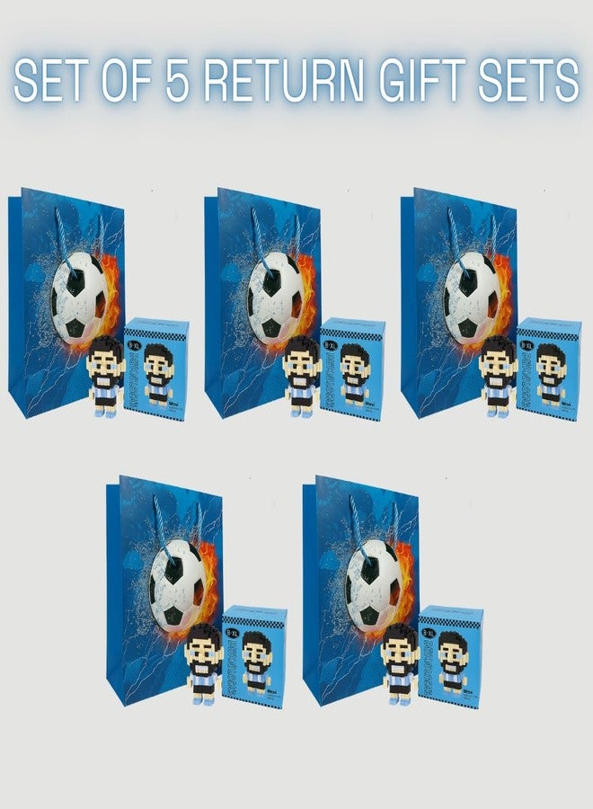 Tresneria 3D Gift Bag with Character Kit, Return Gift Set, Ages 7+ (Pixelated Footballer, Set of 5) - Image 2