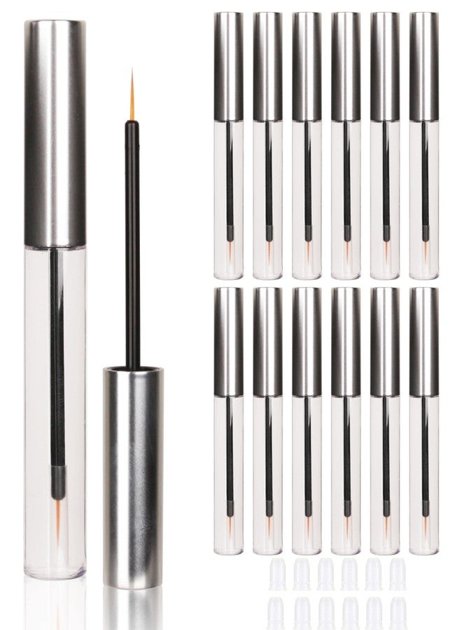 COSIDEA 12PCS Empty plastic Matte Silver 10ml Eyeliner tubes packing Vials Bottle Containe Eyeliner Brush Applicator for DIY Eyelash Growth Oil - Image 1