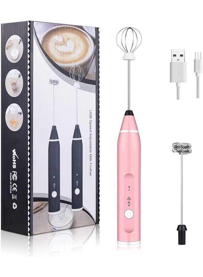 Rechargeable Handheld Milk Frother with 3 Adjustable Speeds for Latte & Cappuccino with Extra Egg Mixer - Image 1