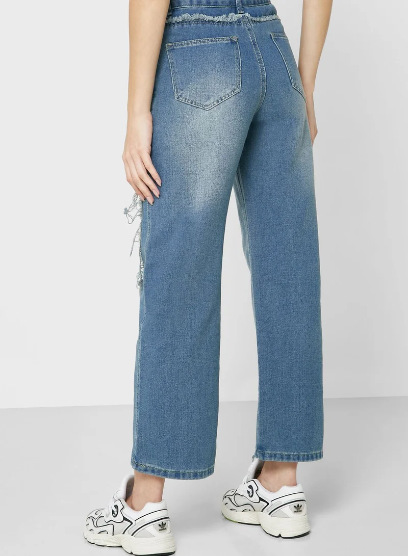Ginger Ripped Seam Pocket Detail Jeans