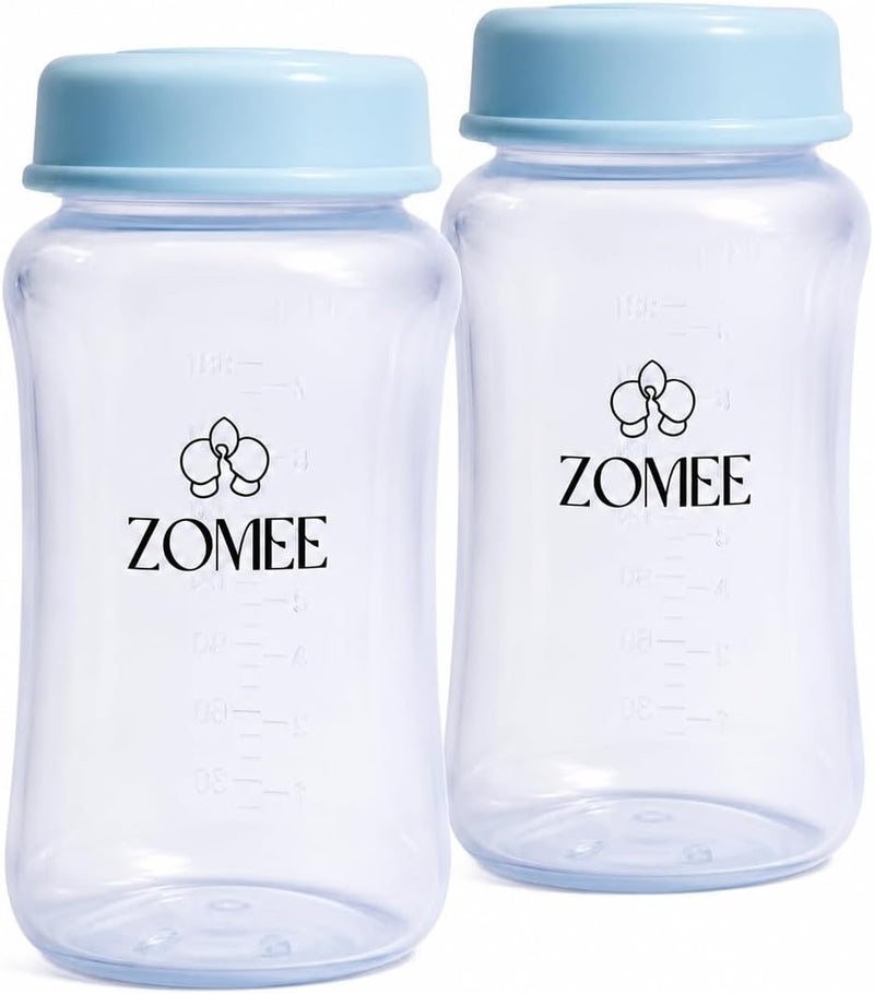 زومي Zomee Breast Milk Storage Bottles for Zomee Z2 Durable Plastic Breastfeeding Essentials Breast Milk Container with Locking Lids 8 oz 235 ml - Image 1