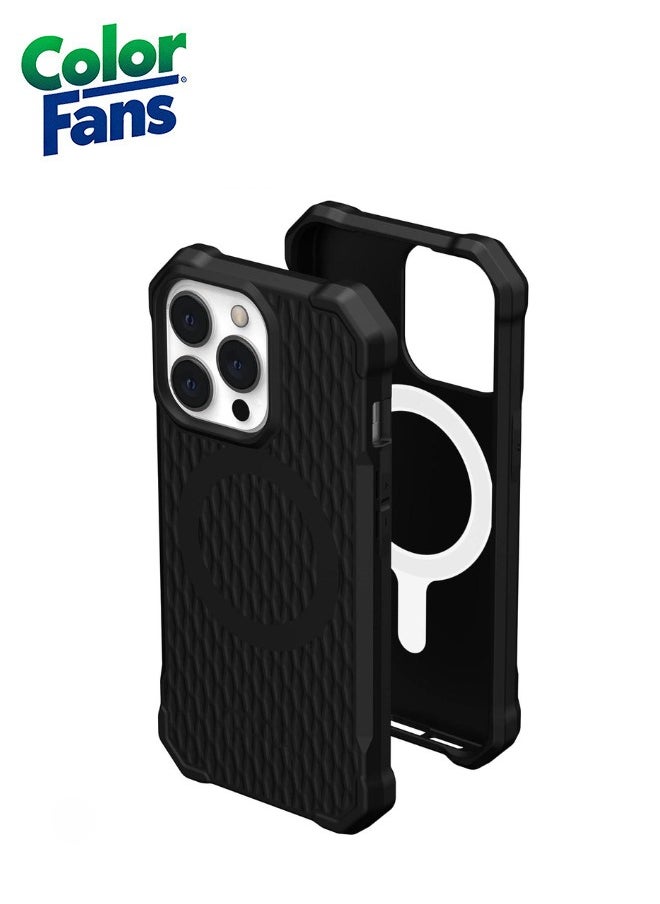 Color Fans - Apple iPhone 13 Pro Max Case 6.7" Essential Armor Built-in Magnet Compatible with Magnet Charging Ultra Thin Ergonomic Protective Cover - Black - Image 1