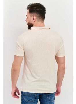 Project Essentials Men Regular Fit Short Sleeve Textured Polo Shirt, Beige  - Image 3