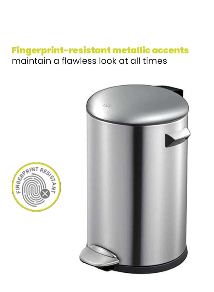 EKO BELLE SERIES | Brushed Stainless Steel Finish | Soft-Closing | Fingerprint-Resistant | Deluxe Pedal Trash & Garbage Bin | Multiple Sizes ( 5 - 30 L) To Suit Different Places | 12 Liters - Image 4