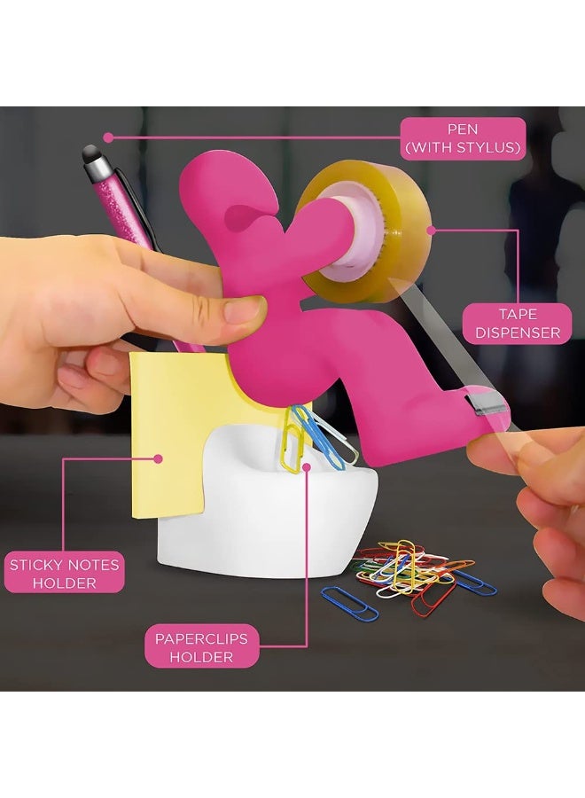 SOLARAE Tape Dispenser,Tape Supply Station, Funny Accessory for Office, Home or School, Fun Novelty Desk Tidy and Desktop Holder Includes Paper Clips, Ideal Present - Image 4